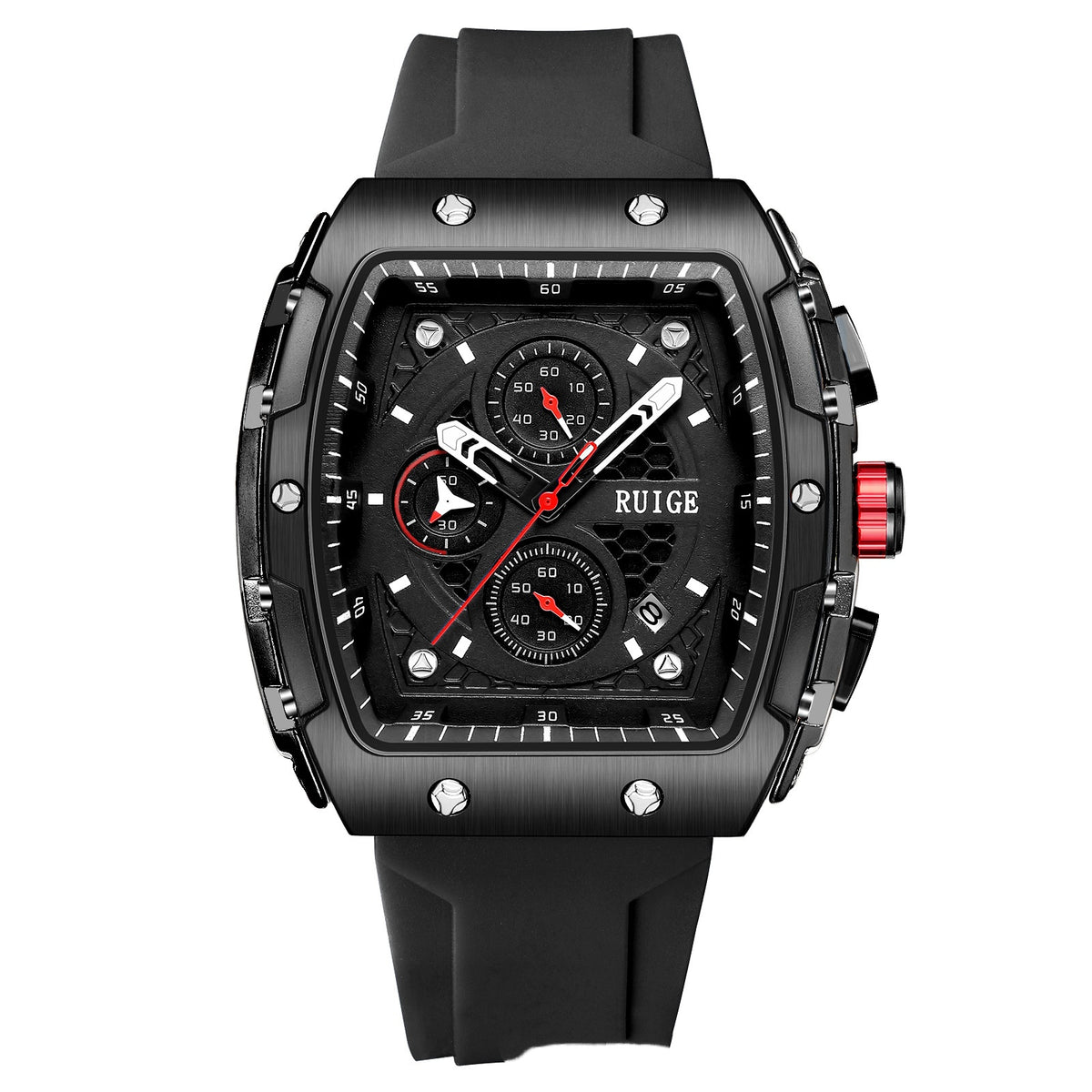 Montre Trek or rose et noir, boîtier tonneau