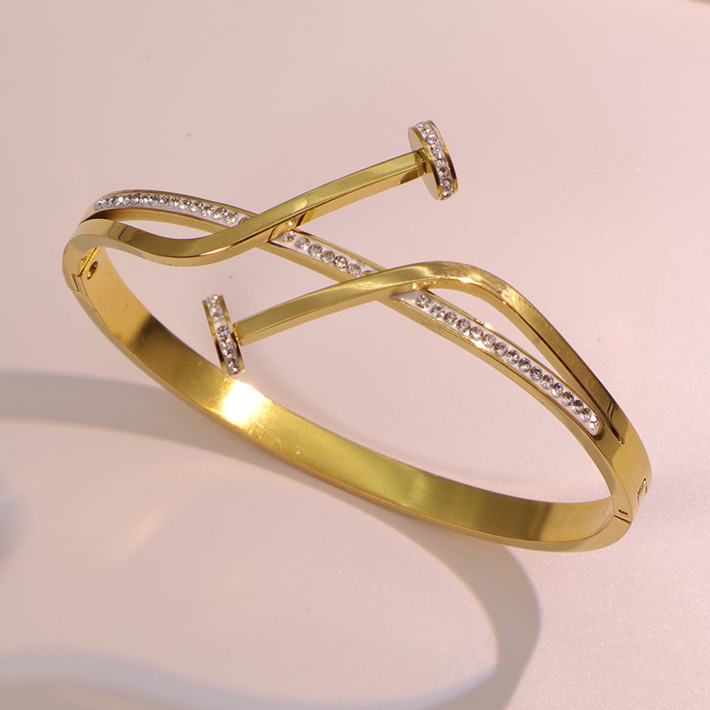 Bracelet Parisienne coloris doré, acier inoxydable