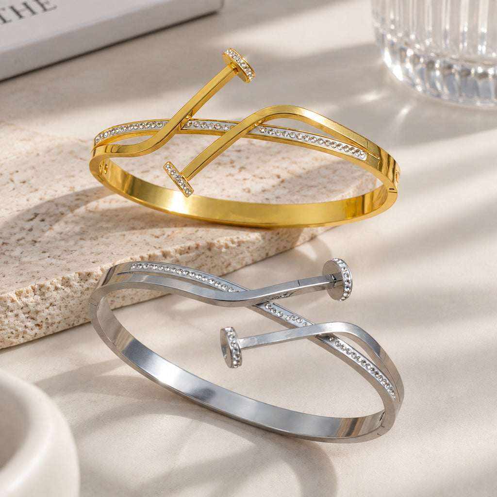 Bracelet Parisienne à maillons ovales dorés, style rétro