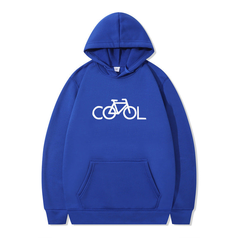 Sweat à capuche imprimé vélo, coloris bleu