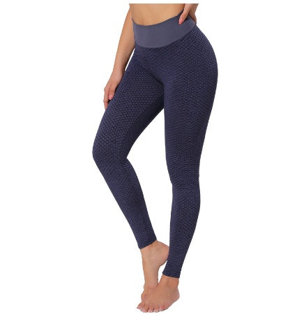 Legging texturé nid d'abeille violet, taille haute