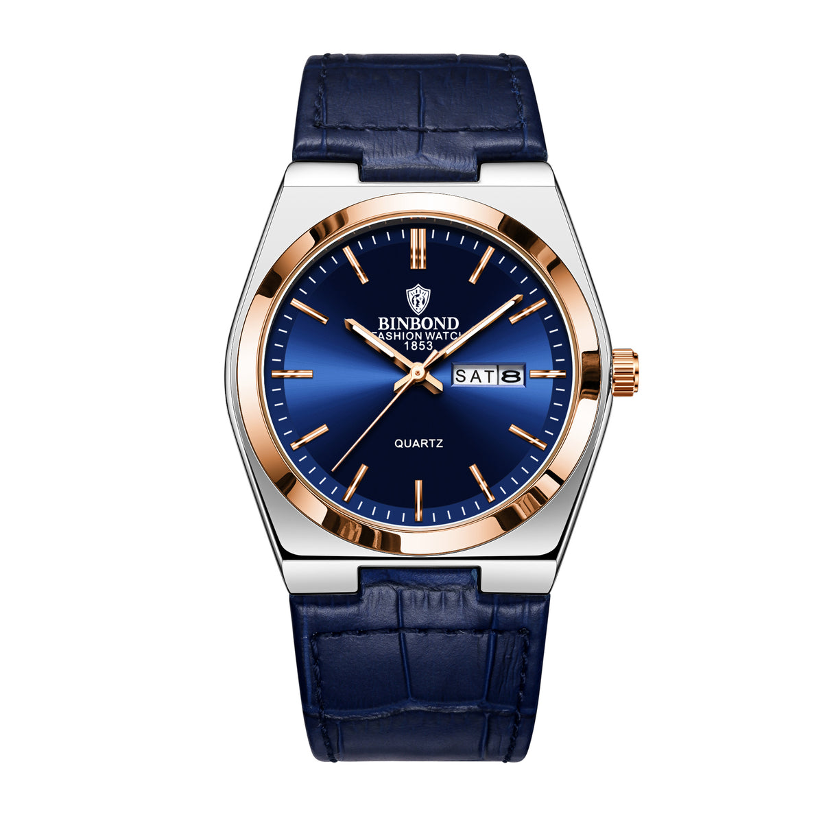 Montre homme Rive Gauche cuir marron, boîtier doré