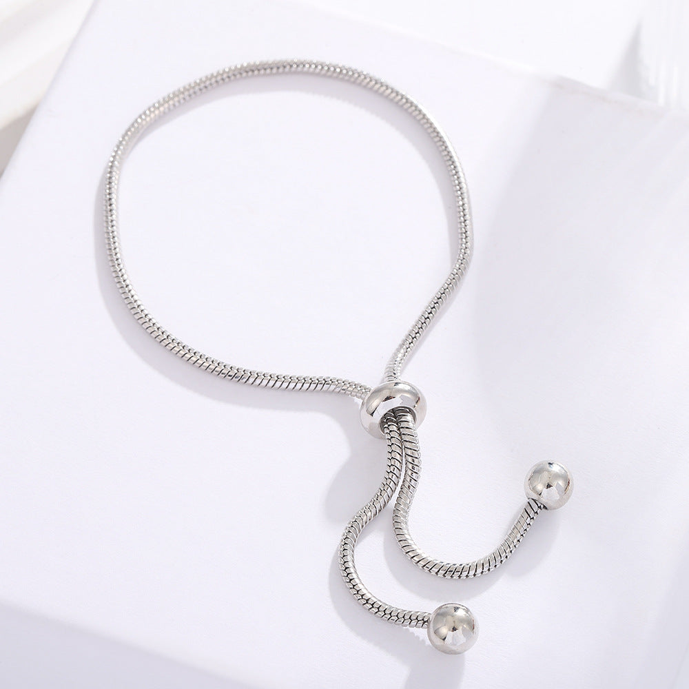 Bracelet Douceur coloris argenté, chaîne coulissante