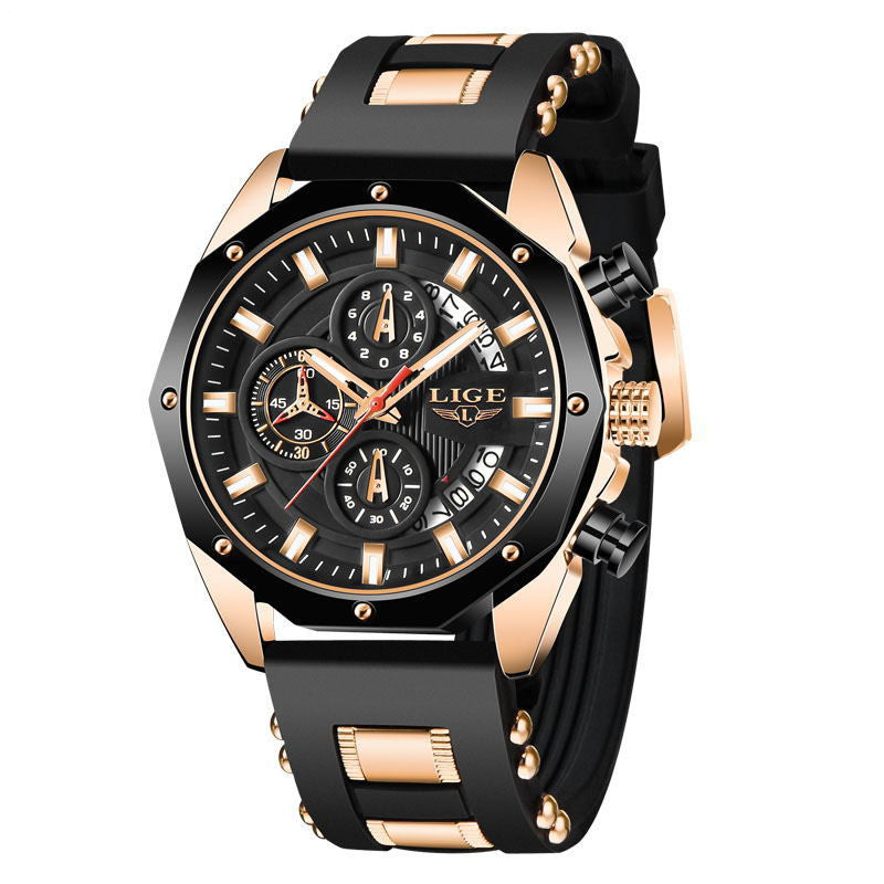 Montre Podium portée au poignet, chronographe sport, style décontracté