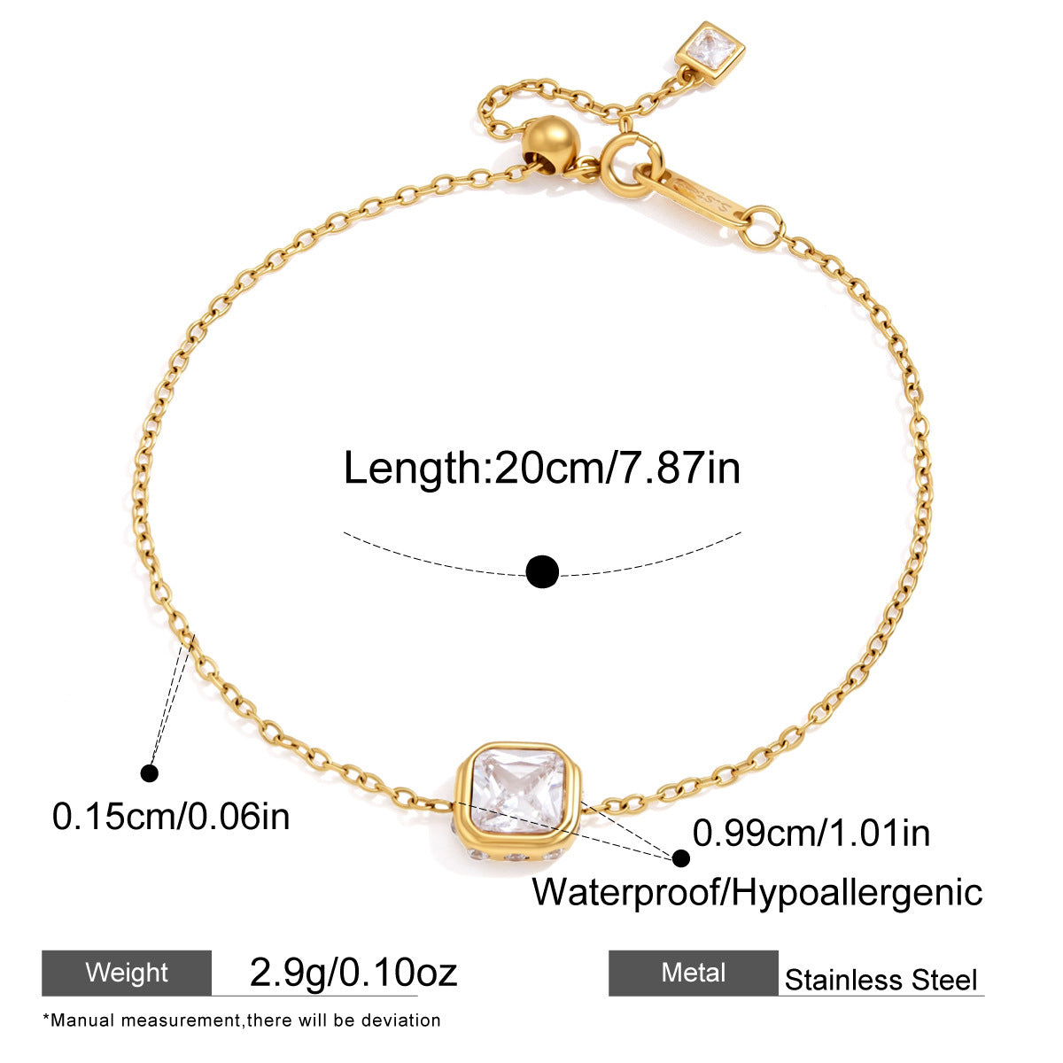 Bracelet Étincelle ajustable, détail de la fermeture