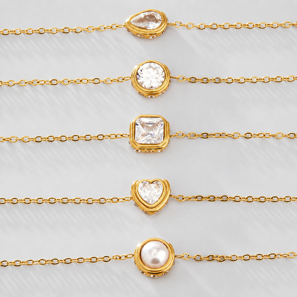 Bracelet Étincelle, gros plan des zircons sertis