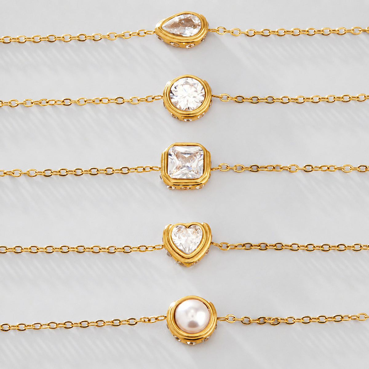 Bracelet Étincelle, gros plan des zircons sertis