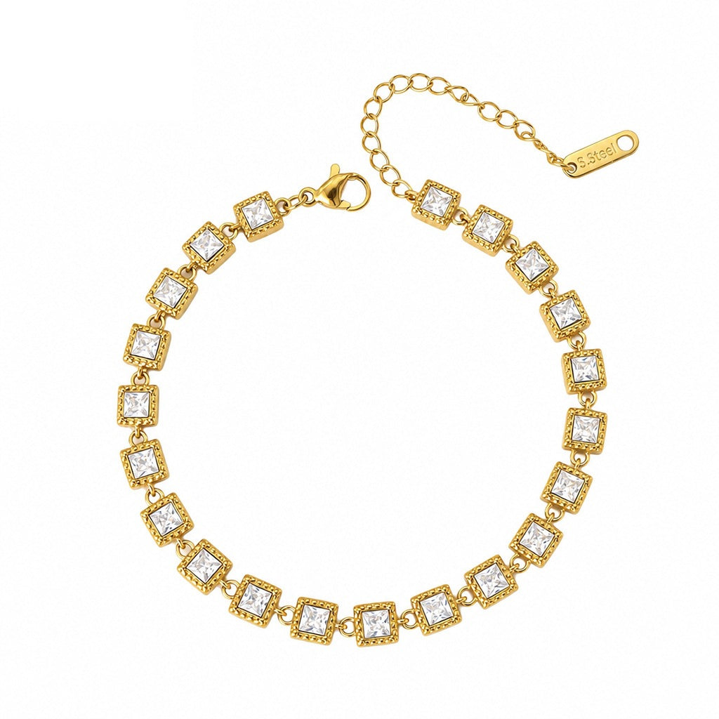 Bracelet Confetti doré à pierres blanches