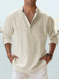 Chemise col mao beige, vue de face