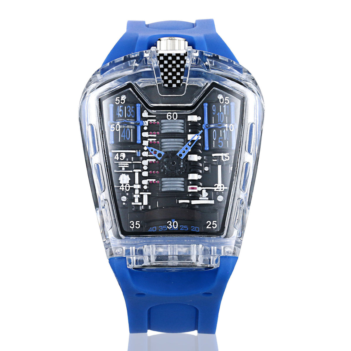Montre Piston portée au poignet, grand boîtier 45mm, style sport automobile
