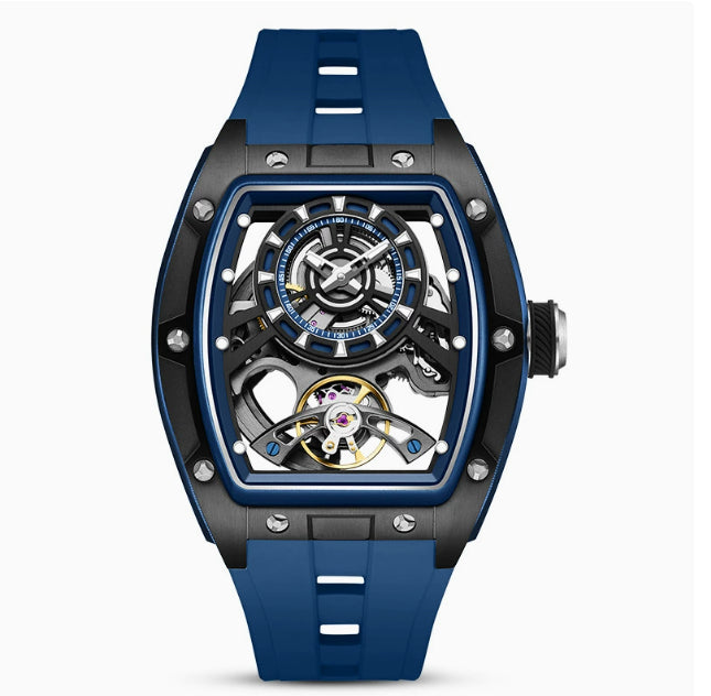 Montre homme Spectre, boîtier tonneau transparent, luminescence intégrale