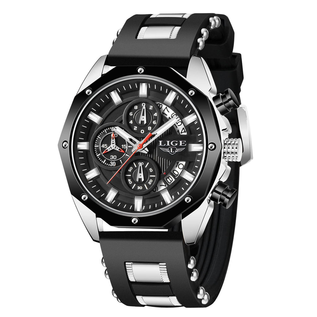 Montre sport Podium coloris doré et noir, bracelet silicone