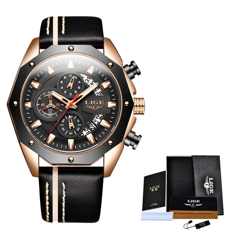 Montre homme Podium, gros plan du cadran chronographe et compteurs