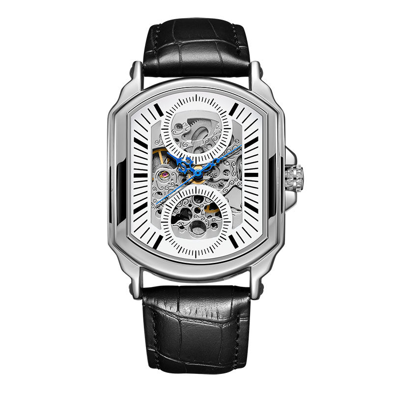 Montre Gatsby boîtier noir et cadran noir, bracelet cuir