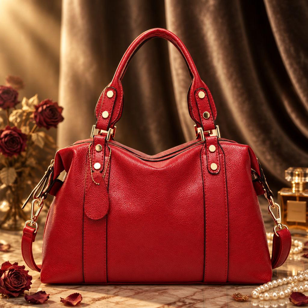 Sac à main grainé coloris bordeaux
