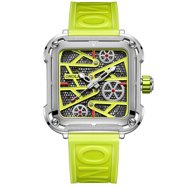 Montre homme Anatomie argent et noir, cadran squelette, bracelet cuir